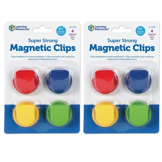 Super Strong Magnetic Clips, 1 1/2" Diameter, 4 Per Pack, 2 Packs {1}