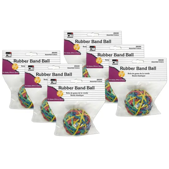Rubber Bands - Ball (2.95" x 1/8") - Assorted Colors, Pack of 6 {1}