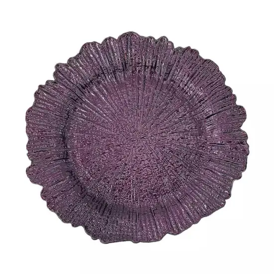 6 PURPLE 13" Round Textured Charger Plates {2}