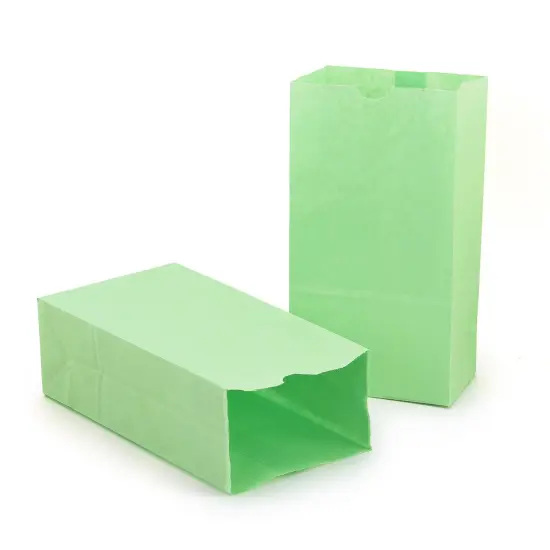 Gusseted Paper Bags, #6 (6" x 3.5" x 11"), Lime Green, 50 Per Pack, 2 Packs {1}
