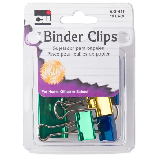 Assorted Binder Clips, 10 Per Pack, 12 Packs {2}