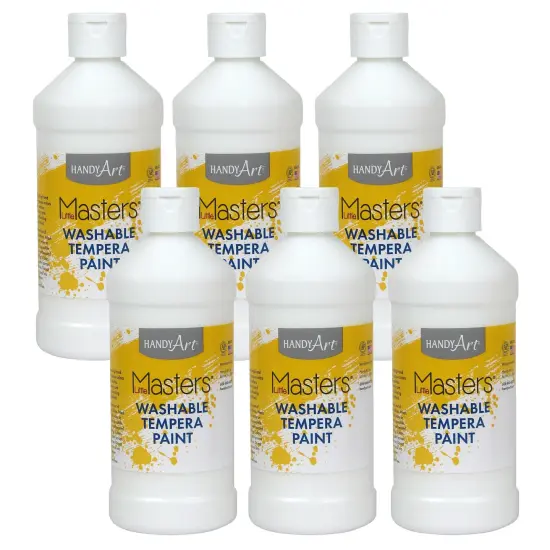 Little Masters&reg; Washable Tempera Paint, White, 16 oz., Pack of 6 {1}