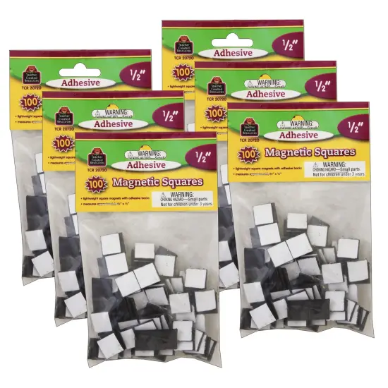 Adhesive Magnetic Squares, 100 Per Pack, 6 Packs {1}