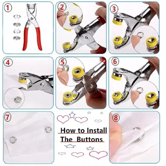 200 Set Metal Snap Button Kit with Fastener Pliers {3}