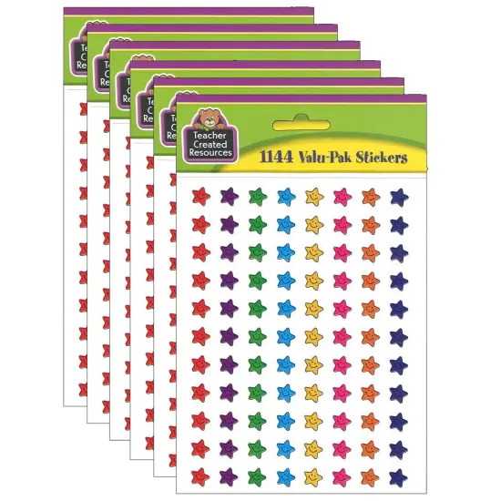Mini Smiley Stars Valu-Pak Stickers, 1144 Per Pack, 6 Packs {1}