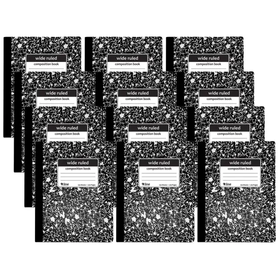 Composition Notebook, 100 Page, Wide Ruled, Black Marble, Pack of 12 {1}