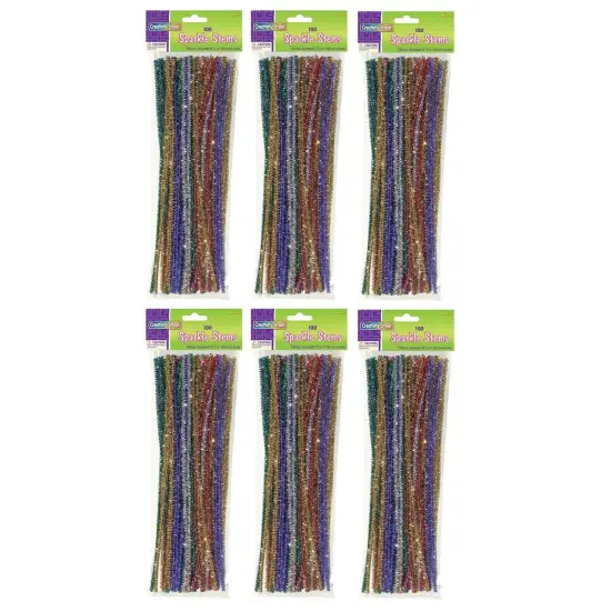 Jumbo Sparkle Stems, Assorted Colors, 12" x 6 mm, 100 Per Pack, 6 Packs {1}