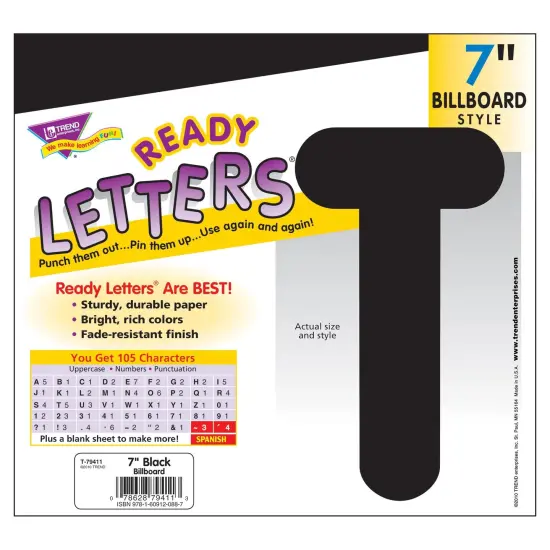 Black 7" Billboard Uppercase Ready Letters&reg;, 3 Packs {3}