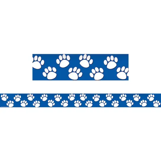 Blue with White Paw Prints Border Trim, 35 Feet Per Pack, 6 Packs {1}