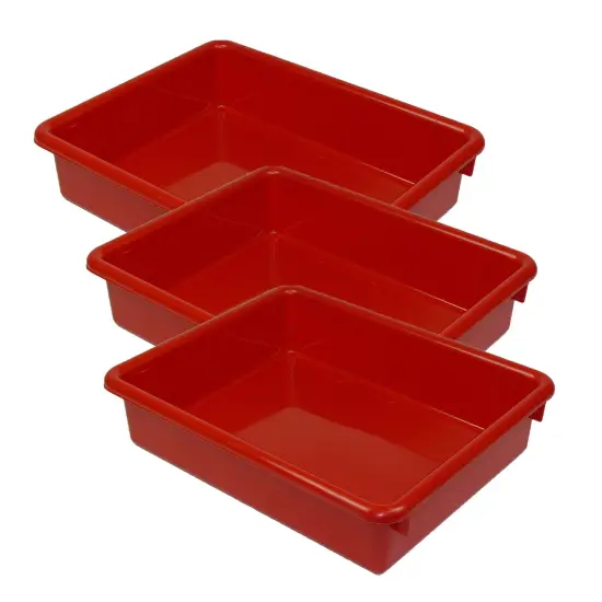 Stowaway&reg; 3" Letter Tray no Lid, Red, Pack of 3 {1}