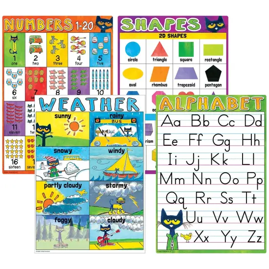 Pete the Cat Early Learning Small Poster Pack, 11" x 15-3/4", Pack of 12 {3}
