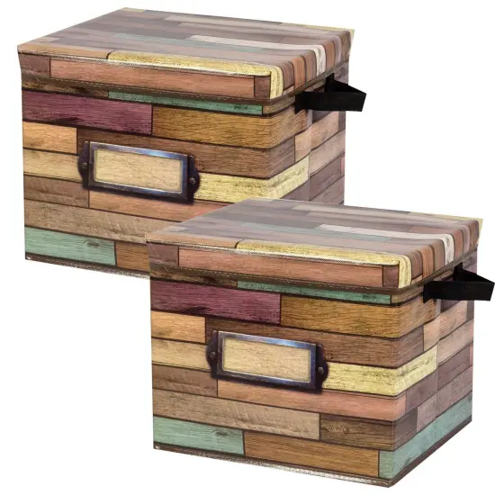 Reclaimed Wood Design Storage Box, Pack of 2 {1}