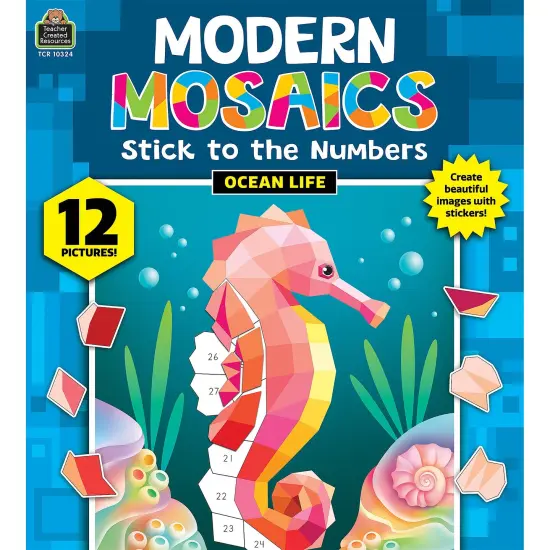 Ocean Life Modern Mosaics Stick to the Numbers Activity Book, Pack of 2 {5}