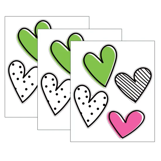 Kind Vibes Jumbo Doodle Hearts Cut-Outs, 12 Per Pack, 3 Packs {1}