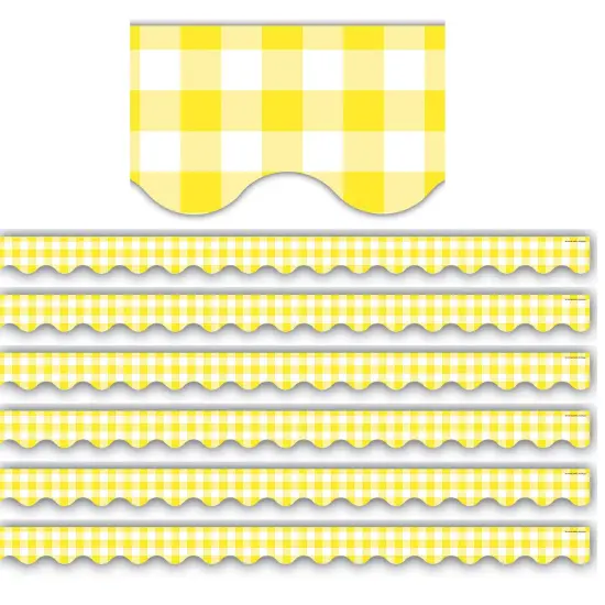 Yellow Gingham Scalloped Border Trim, 35 Feet Per Pack, 6 Packs {1}