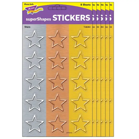 I &hearts; Metal Stars superShapes Stickers - Large, 120 Per Pack, 6 Packs {1}