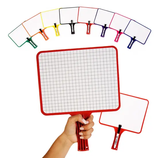 Blank/Lined 2-Sided Rectangular Dry Erase Paddles with Markers, Set of 10 {3}