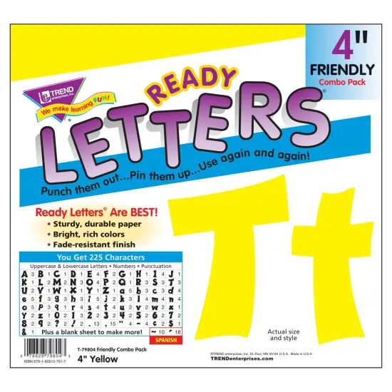 Yellow 4" Friendly Combo Ready Letters&reg;, 3 Packs {3}