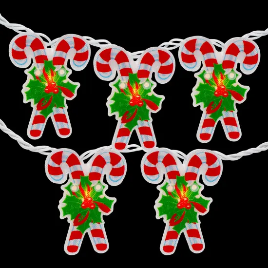Northlight Candy Cane Christmas Light Set - Clear - 6' White Wire - 10ct Red {4}