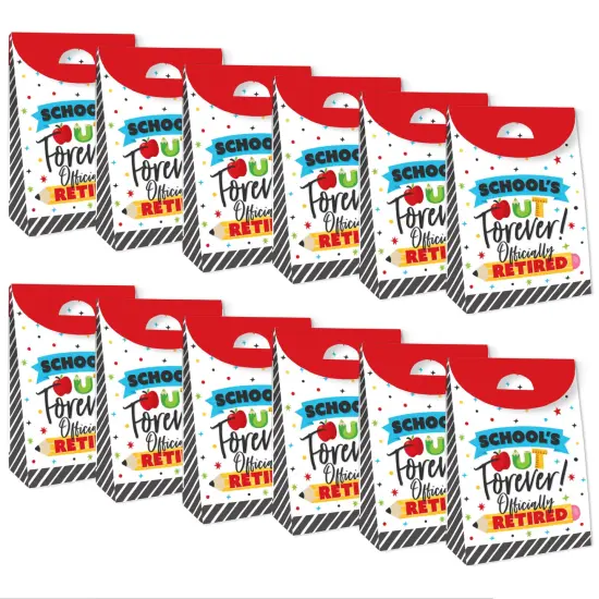 Big Dot of Happiness Teacher Retirement - Happy Retirement Gift Favor Bags - Party Goodie Boxes - Set of 12 {6}
