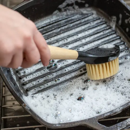 Lodge Durable and Comfortable Nylon Scrubbing Brush for Cast Iron Cookware {4}
