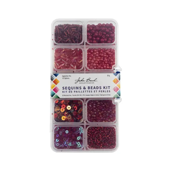 John Bead 10 Types Mix Sequins & Beads Kit Red {3}