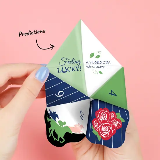 Big Dot of Happiness Kentucky Horse Derby - Horse Race Party Cootie Catcher Game - Prediction Fortune Tellers - Set of 12 {4}