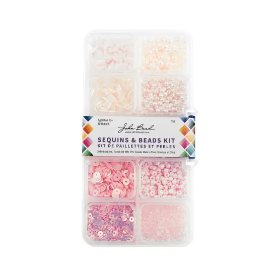 John Bead 10 Types Mix Sequins & Beads Kit Pink {3}