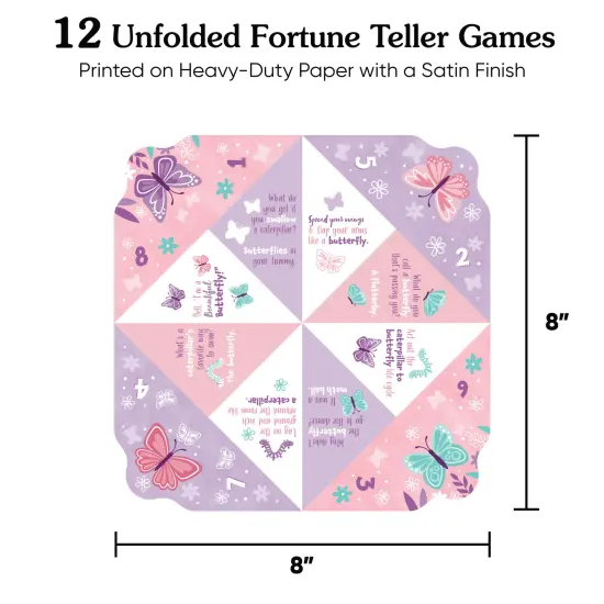 Big Dot of Happiness Beautiful Butterfly - Floral Baby Shower or Birthday Party Cootie Catcher Game - Jokes and Dares Fortune Tellers - Set of 12 {5}