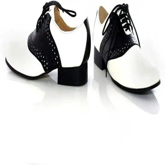 Saddle Shoe 1" Heel Child Shoes, White/Black {1}