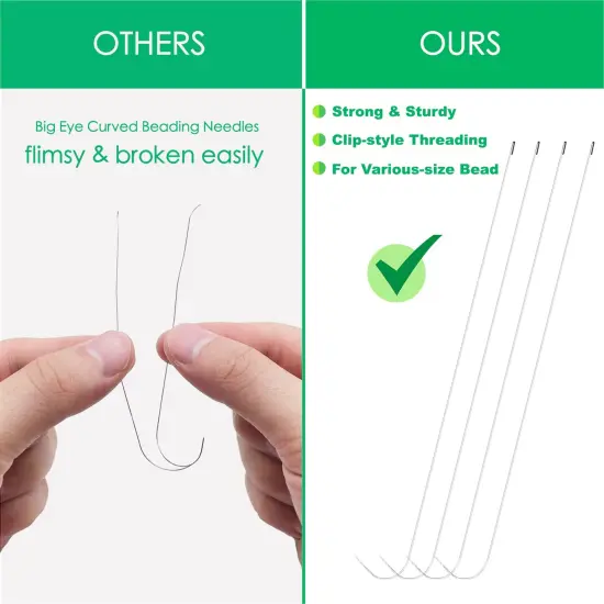 4 Pieces Beading Needles - 6.7 inches Clip-Style Beading Needles for Bead Spinner, 0.7mm Diameter, Efficient|Sturdy Beading Needles for Jewelry Making (4-Curved/0.7mm) {5}