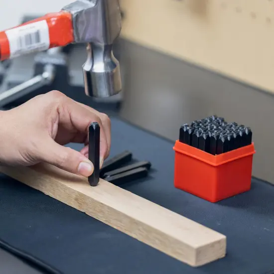 36 Pieces Number and Letter Punch Set with Heat-Treated Steel Punches for Imprinting and Arts and Crafts, 1/4-Inch Shaft,Stamp Set {4}