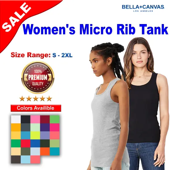 BELLA + CANVAS&reg; Women's Micro Rib Tank - 1081 Solid White Bl {2}