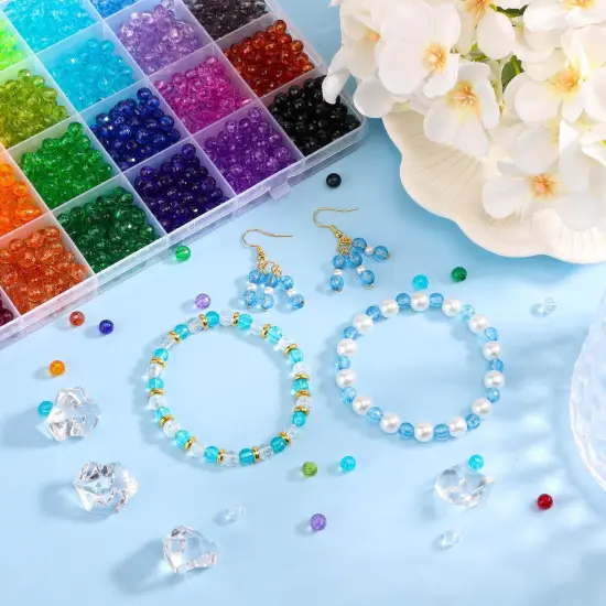 1820 Pieces Crystal Beads for Jewelry Making, Crystal Acrylic Beads Faceted Jewelry Beads Bicone Gem Beads for Jewelry Making (6 MM) {5}