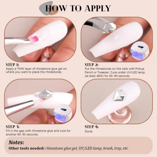 2630 Pieces Clear Glass Nail Rhinestones 120 Pieces Multi Shapes Flatback Gems Crystal + 2510Pcs 1.5-4mm Round Beads with Rhinestones Glue Gel, Manicure Diomand Jewelry Gemstones for Nail Design Makeup {3}