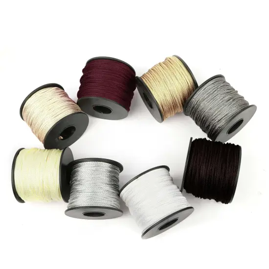 2mm 50 Yards Braided Lift Shade Cord for Necklace Bracelet String Cord, Blind Shade, Trim and Shoelaces (Gold) {3}