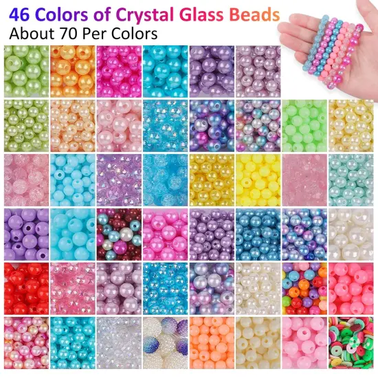 1800 Pieces 8mm and 6mm，32 Colors Multicolor Pearl Beads Loose Pearls for Crafts with Holes for Jewelry Making, Small Pearl Filler Beads for Crafting Bracelet Necklace Earrings {6}