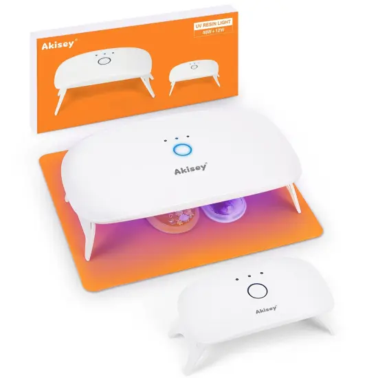 2 Pieces UV Light for Resin - Large Size Foldable UV Resin Light & Portable Mini UV Resin Lamp, akisey Resin Kits for Resin Molds Curing, Jewelry Making, DIY Craft, Fast Curing & Timing Function {2}