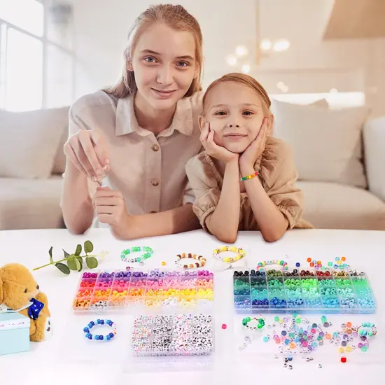2350 Pieces, 64 Colors, Pony Beads for Bracelet Making Kit, Rainbow Kandi Beads Friendship Bracelet Kit, Letter Beads and Elastic Strings for Bracelet Necklace Making, Craft Gifts Set for Girls {3}