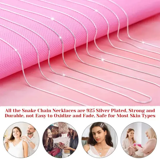 30 Pck Chains for Jewelry Making, Paxcoo Necklace Chains Bulk Silver Plated Snake Chains for Necklace Jewelry Making, 1.2 mm (22 Inches) (22 Inches) {4}