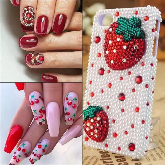 5040 Pieces Red Flatback Rhinestones for Crafting, Crystal Round Gems for Nail Art DIY Crafts Clothes Bags, 6 Mixed Size Hotfix Rhinestones with Tweezers and Picking Rhinestones Pen {3}