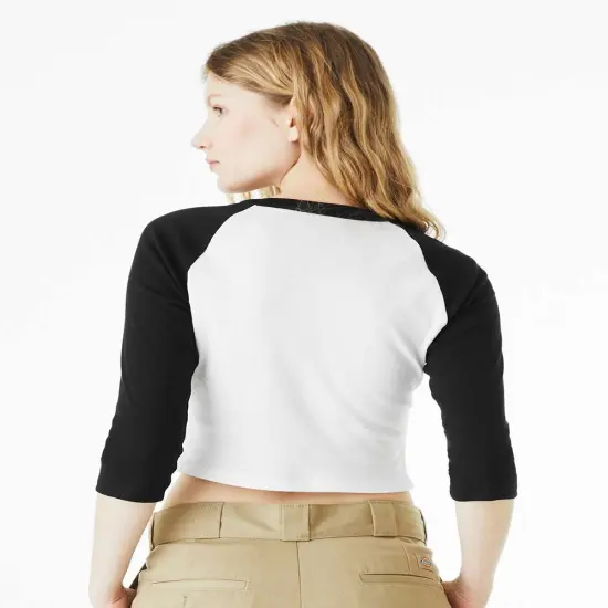 BELLA + CANVAS&reg; Women's Micro Rib Three-Quarter Raglan Baby Tee Natural/ Black {7}