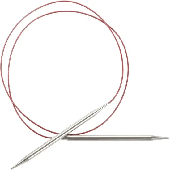 FBA_CG-7040-1 Red Lace Circular 40-Inch (102Cm) Stainless Steel Knitting Needle; Size US 1 (2.25Mm) 7040-1, Silver {3}