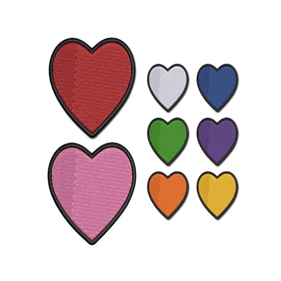 Heart Solid 2 Color Embroidered Iron-On Patch Applique Purple/Black {1}