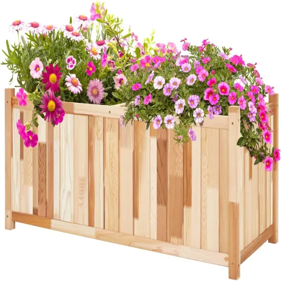 Jumbl Garden Bed, 48x20x20” Wooden Flower & Herb Planter Box {1}