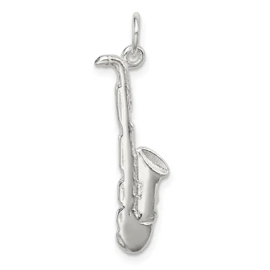 Sterling Silver Saxophone Charm Pendant Music Jewelry 27mm x 10mm {1}