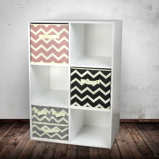 DII Nonwoven Polyester Bin Chevron Gray Square Medium(Set of 2) {2}