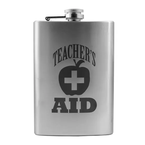 8oz Teacher's Aid Stainless Steel Flask {1}