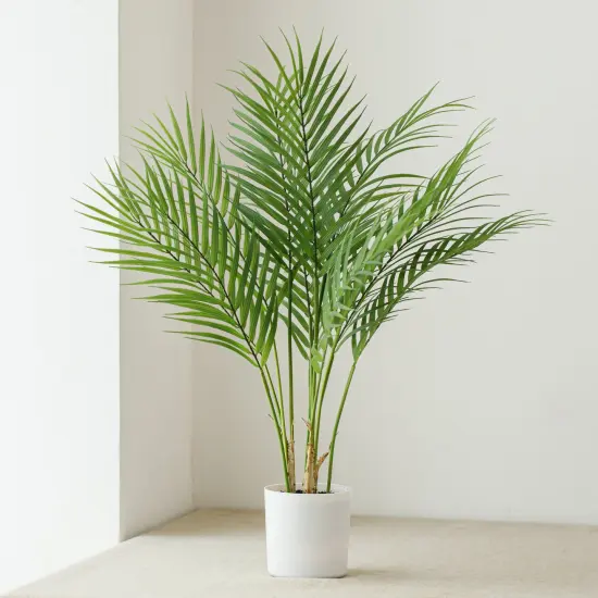 30" Artificial Palm Tree in White Pot (Set of 2) {1}