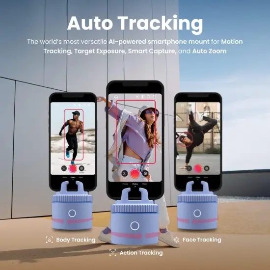 Pivo Pod Lite Auto Face Tracking Phone Holder, 360&deg; Rotation, Handsfree Video Recording - Blue {2}